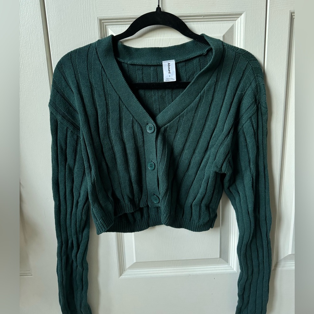 Hunter Green Cropped Cardigan/Sweater
